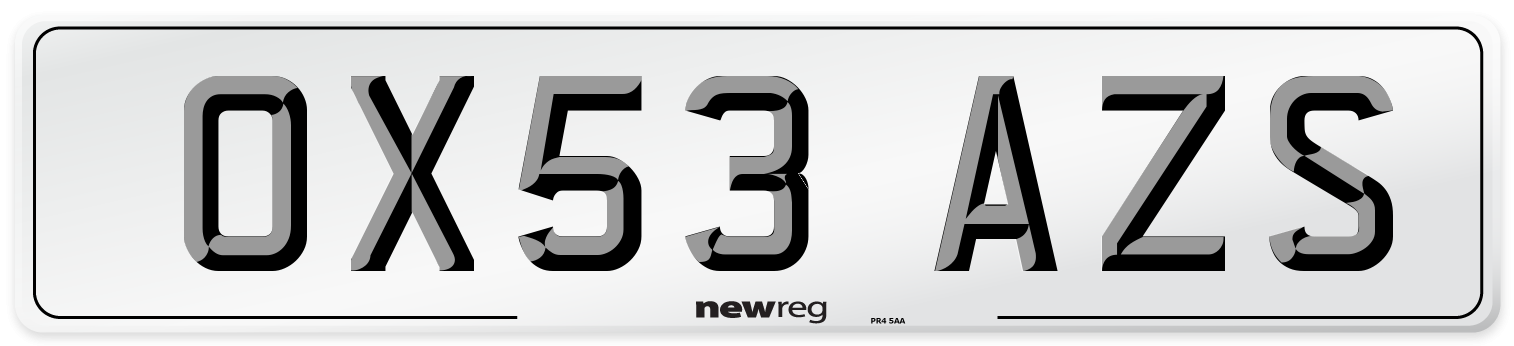 OX53 AZS Number Plate from New Reg